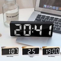YAOQIU YQ-0745 Horloge numérique silencieuse à affichage miroir lumineux, style Instagram, mécanique, à piles, avec compte à rebours et alarme intelligente