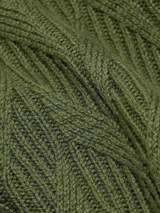 Maglione Jacquard a foglia testurizzata da uomo in cotone 100% a manica lunga girocollo con motivo tonale maglione verde oliva - Product Image 5