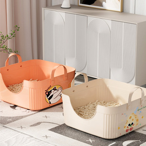 <b>Extra</b> <b>Large</b> Cartoon Cat Litter <b>Box</b>, Splash-Proof, Odor-Proof, Open Style, Giant Kitten Poop Bowl - Product Image 1