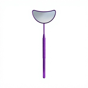Purple Handheld Makeup <b>Mirror</b> 3X Magnifying Single Side Moon Shape Metal Frame Lash Extensions <b>Mirror</b> - Product Image 1