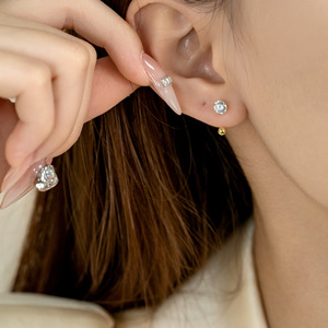Pendientes de plata de ley S925 con circonita, diseño de ojo dormido, sin perforación, para mujer, nuevos, sencillos, exquisitos, con tapa de rosca. - Product Image 4