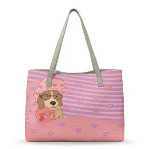 Dog Love Heart Art Tote Bags Valentine's Day Gift for Women Leather Shoulder Bags Custom Text/Image Luxury Lady Top-handle Bags