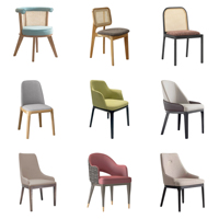 Chaise de salle à manger de luxe en bois massif moderne avec revêtement en cuir, ensemble de mobilier pour café et restaurant, écologique