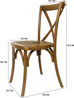 Chaises de mariage durables de style fermier classique en résine imitation bois de châtaigne à dossier croisé pour événements extérieurs, banquets et traiteurs