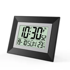 Digital Alarm Clock Thermometer Electronic Time Alarm Snooze Calendar Radio Control Table Desk Digital Clock Large Display