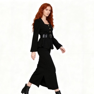 Women's New Fashion Slant Shoulder Halter Neckline Waist-Cinched Pleated Top & Skirt Plaid Casual Sexy 2-Piece <b>Set</b> Fashion - Product Image 4