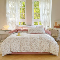 Ensemble de literie quatre pièces en fil double couche, simple, avec housse de couette en mousse à bulles, qualité laine, résistant à l'eau, 300 fils, pour étudiant
