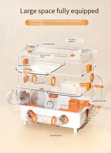 Yue Xiaomeng lüks üç katmanlı plastik Hamster üreme kafesi düğme kapatma altın Hamster yuva katı desen süper büyük Pet - Product Image 5