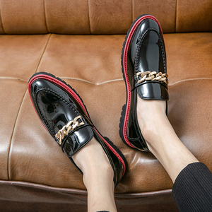 Zapatos <span class=keywords><strong>Mocasines</strong></span> de Diseño Único, Zapatos de Vestir Formales para Hombre con <span class=keywords><strong>Cadena</strong></span> Decorativa en la Pala - Product Image 4