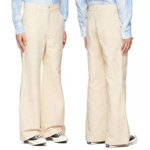 กางเกงขายาวทรงหลวมเอวสูงสีขาวปักโลโก้ตามสั่งสำหรับผู้ชายทรงขาบาน - Product Image 6