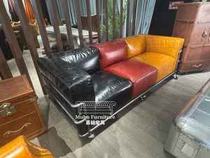 تصميم عتيق للأريكة الأمريكية LC2 أثاث أريكة من الجلد العتيق بنمط مميز - Product Image 5