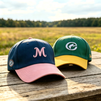 Op maat gemaakte logo's, hoogwaardige 5-delige tweekleurige baseballcaps, groothandel, gestructureerd a-frame, 100% katoen, Gorras, baseball trucker petten