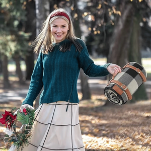 بطانية محمولة من الصوف الناعم 3 طبقات مقاومة للماء للتخييم على الشاطئ للأزواج والعائلات - Product Image 3