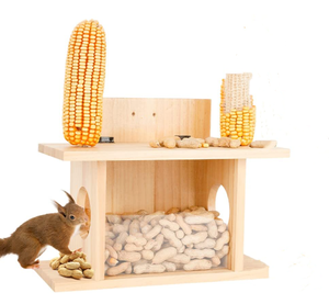 Boîte d'alimentation en bois de Chipmunk personnalisée, mangeoire carbonisée pour maison d'écureuil pour l'extérieur - Product Image 1