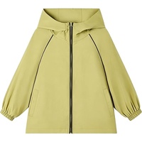 Veste de sport imperméable d'extérieur avec capuche, col montant et fermeture éclair double, logo frontal, coupe-vent