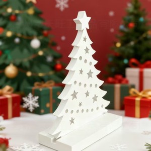 Ornement en bois en forme de sapin de Noël, découpé au laser, en peuplier, à suspendre, pour la décoration de la maison, de l'hôtel, du restaurant, décoration de Noël - Product Image 4