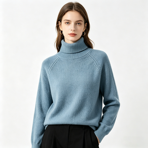 Maglione da <span class=keywords><strong>Donna</strong></span> in <span class=keywords><strong>Cotone</strong></span> a Collo Alto in Stile Semplice Europeo e Americano, Pullover Lavorato a Maglia Personalizzato - Product Image 1