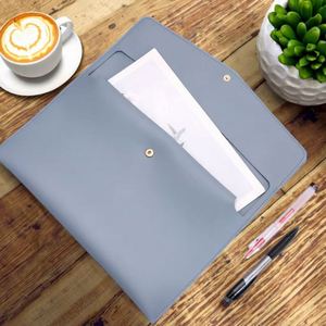 A4 Business Documents Quick Ship Blue Notebook Pad Bag for Office School Faux Leather <b>Files</b> <b>Organizer</b> - Product Image 1