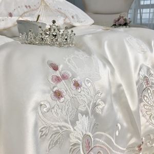 Parure de Housse de <span class=keywords><strong>Couette</strong></span> en Jacquard 100% Coton Style Américain avec Dentelle, 400TC, Motif Uni, Literie de Luxe pour Mariage de Princesse - Product Image 2