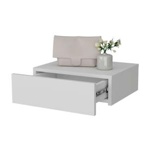 White <b>Wall</b>-Mounted Floating Nightstand For Bedroom Modern Minimalist Design - Product Image 5