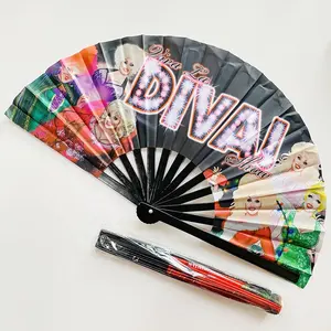 Professional Hand Fan Supplier 20 Years Experiences Custom Design Printed 13 inch Large Nylon Folding Hand Fan For Events