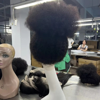 Perruque Sans Colle Afro Bouclée en Dentelle Transparente HD 360 Très Vendue, Cheveux Humains 100% avec Dentelle Frontale, Densité 180%, Pré-Plucked 16 Pouces