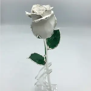 Argent garnis vraies roses romantique Cadeaux belle fleur décoration Offre Spéciale