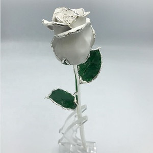 silver trimmed real roses romantic Gifts beautiful flower decoration hot sale