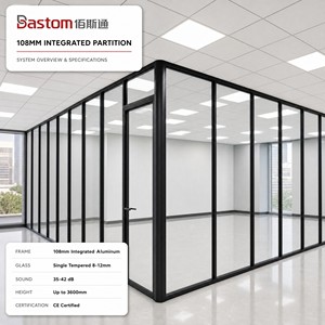 Mampara de Vidrio Modular Integrada de Aluminio de <span class=keywords><strong>108</strong></span> mm para Estudios Creativos, Cafeterías Boutique y Espacios de Co-Working - Product Image 1