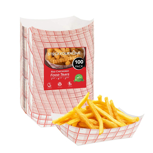 Factory Customized Printing Hot Dog Food Fries Snack Barbecue Tray Disposable Kraft Paper Boat Box
