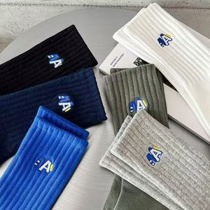 Athletic <b>Socks</b> Cotton Blend Anti-Bacterial Sweat Absorbing For <b>Running</b> Daily Use Solid Color Long Sport <b>Socks</b> - Product Image 2