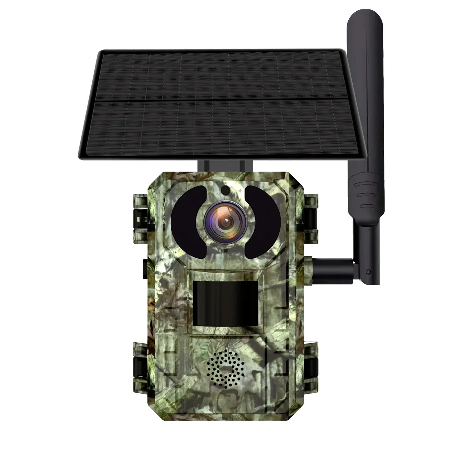 كاميرا إنذار بالطاقة الشمسية 4G 4 ميجابكسل مدمجة في بطارية IP66 مقاومة للماء استشعار حركة الذكاء الصنعي كاميرا إنذار للكشف عن الحركة