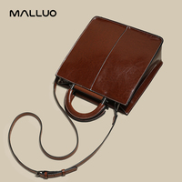 Tas Tangan Wanita Kulit Asli Retro Fashion Oil Wax, Tas Selempang Kulit Asli untuk Penggunaan Sehari-hari