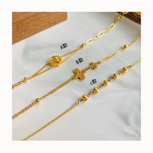 Xinfly High Quality 18K Real Gold Twist Bracelet Trendy Au750 Adjustable Heart Pendant Jewelry <b>Rope</b> <b>Chain</b> for Women - Product Image 1