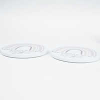 Sous-verres ronds personnalisés en céramique et MDF, arc-en-ciel pastel avec citation positive imprimée, pour cadeau de pendaison de crémaillère, décoration maison et café