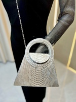 Nouvelle Pochette Élégante pour Femme, Sac de Soirée Unique en Cuir PU avec Chaîne, Sac à Bandoulière à Poignée Ronde, Motif Crocodile, Sacs à Main Quotidiens
