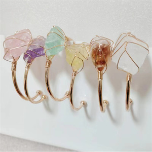 Hàng Mới Về Trang Sức Luân Xa Vòng Tay Đá Tự Nhiên Màu Vàng Vòng Tay Pha Lê Thô Đá Natur Làm Quà Tặng - Product Image 4