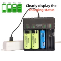 Chargeur de batterie intelligent 4 emplacements USB CC CV à détection automatique avec écran LCD numérique pour piles AA AAA 18650 Li-ion Ni-MH multi-technologies pour appareils photo et microphones
