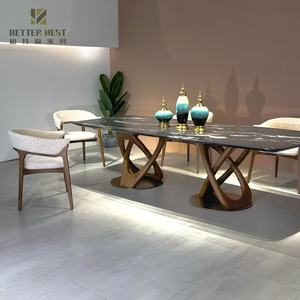 Bộ bàn ăn bán chạy với 8 ghế, mặt bàn đá cẩm thạch gốm, giá rẻ, nội thất hiện đại, bàn ăn có thể kéo dài - Product Image 1