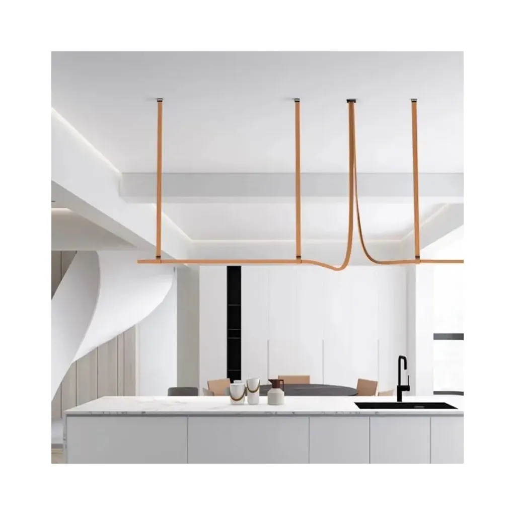 Suspension en cuir de lignes de luxe de lumière de personnalité minimaliste moderne nordique pour l'étude de chambre