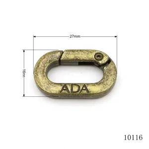 Metal Snap Clip Trigger Spring Key Ring Buckle Logo Engraved Spring Oval Gate Ring