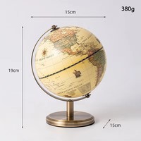 Carte du monde géographique éducative en métal de 8 pouces / 20 centimètres pour la décoration de bureau rotative ou comme cadeau scolaire