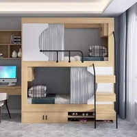 Lit superposé moderne en acier et bois combinés, lit superposé pour enfants avec rangement pour une utilisation en appartement, chambre à coucher, avec cadre en métal