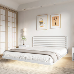 Cama Flotante con Estructura de Hierro Estilo Italiano Minimalista Sin Cabecera, Moderna y Sencilla, Desplegable, para Dormitorio Principal - Product Image 2
