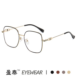 Square Metal Frame Anti Blue Light Glasses Plano Lenses Unisex Medium Size <b>PC</b> Lens Standard Nose Bridge - Product Image 2