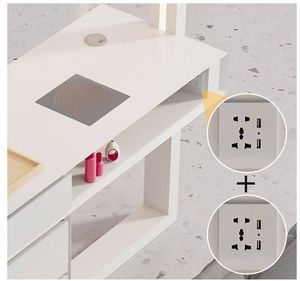 Table de manucure moderne blanche en promotion avec éclairage LED et aspirateur de poussière, ensemble table et chaise de manucure individuelle, table à ongles - Product Image 6