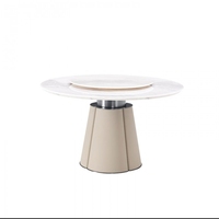 Ensemble de table à manger ronde de style nordique, plateau en pierre frittée, base en acier, 4 à 6 places, meubles en marbre pour salle à manger, villa, hôtel