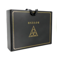 Emballage de boîte personnalisé Boîte cadeau de luxe noire personnalisée avec poignée pour logo Chapeau Vêtement Boîte d'emballage cadeau en carton