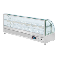 Doppelschichtige Elektrische Bain-Marie-Vitrine mit Gebogenem Glas Edelstahl-Speisenwärmer für Restaurant-Buffet