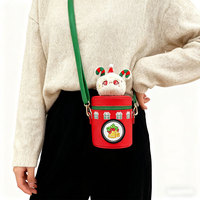 Sac à dos en peluche PU personnalisé de haute qualité, motif lapin de Noël, mini sac à bandoulière en peluche de dessin animé pour le voyage et le rangement